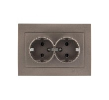 Валенсия лицевая панель розетки 2-местной с/з 16А графит с защ. штор. EKF PROxima   ESR16-L-128-60   EKF