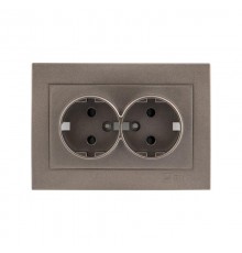 Валенсия лицевая панель розетки 2-местной с/з 16А графит с защ. штор. EKF PROxima   ESR16-L-128-60   EKF