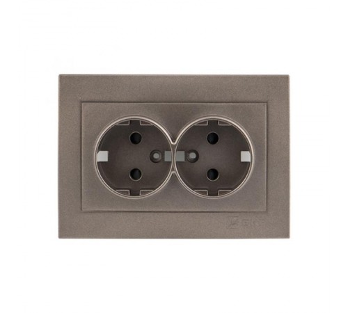 Валенсия лицевая панель розетки 2-местной с/з 16А графит с защ. штор. EKF PROxima   ESR16-L-128-60   EKF