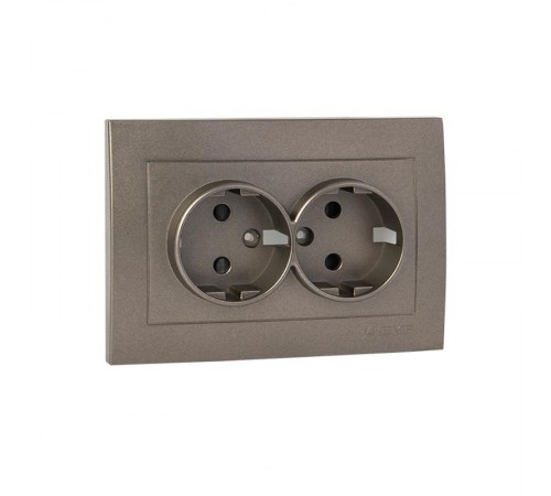 Валенсия лицевая панель розетки 2-местной с/з 16А графит с защ. штор. EKF PROxima   ESR16-L-128-60   EKF