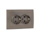 Валенсия лицевая панель розетки 2-местной с/з 16А графит с защ. штор. EKF PROxima   ESR16-L-128-60   EKF