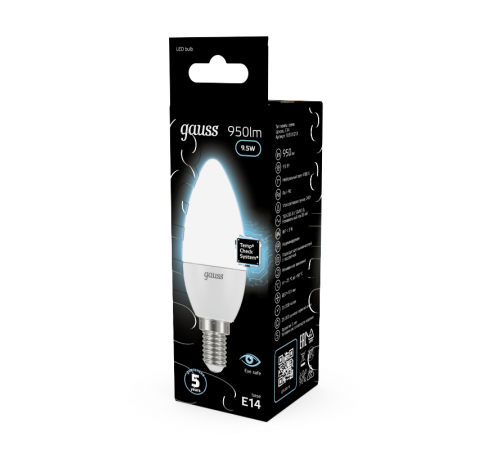Лампа светодиодная LED 9.5Вт E14 220В 4100К Candle (свеча)  103101210  Gauss