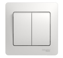 Glossa Белый Выключатель 2-клавишный, сх.5, 10АХ (в сборе с рамкой)  GSL000152  SE