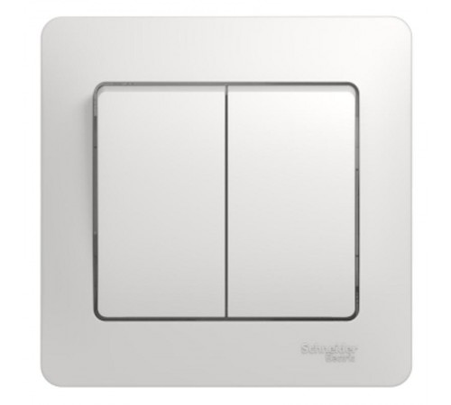 Glossa Белый Выключатель 2-клавишный, сх.5, 10АХ (в сборе с рамкой)  GSL000152  SE