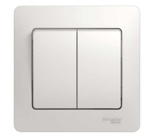 Glossa Белый Выключатель 2-клавишный, сх.5, 10АХ (в сборе с рамкой)  GSL000152  SE