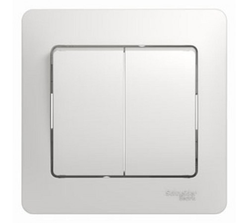 Glossa Белый Выключатель 2-клавишный, сх.5, 10АХ (в сборе с рамкой)  GSL000152  SE