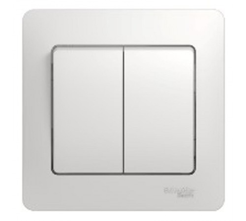 Glossa Белый Выключатель 2-клавишный, сх.5, 10АХ (в сборе с рамкой)  GSL000152  SE