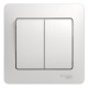 Glossa Белый Выключатель 2-клавишный, сх.5, 10АХ (в сборе с рамкой)  GSL000152  SE