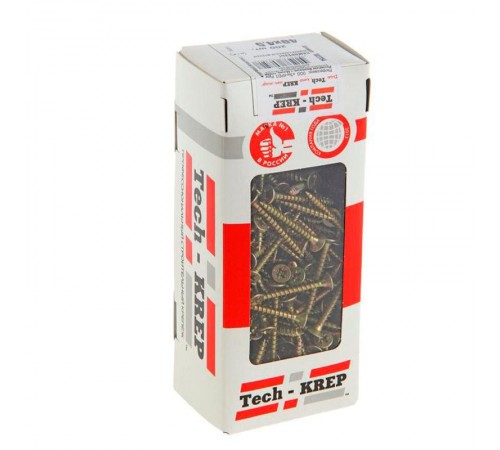 Саморезы универсальные 40х4,5 мм (200 шт) желтые - коробка с окном ( 0,563 кг)  102254  Tech-KREP