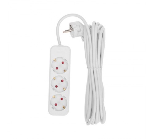 Удлинитель STANDARD 3 гнезда, 5м, 3х1,0мм, с/з, белый  13-4011  REXANT
