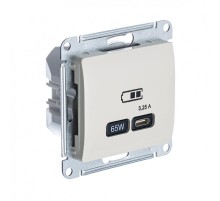 Glossa Бежевыйый USB Розетка тип-C 65W высокоскор.заряд. QC PD  GSL000227  SE