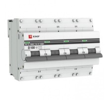 Выключатель автоматический четырехполюсный 4P 100А (D) 10kA ВА 47-100M с электромагнитным расцепителем PROxima  mcb47100m-4-100D-pro  EKF