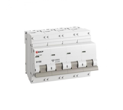 Выключатель автоматический четырехполюсный 4P 100А (D) 10kA ВА 47-100M с электромагнитным расцепителем PROxima  mcb47100m-4-100D-pro  EKF