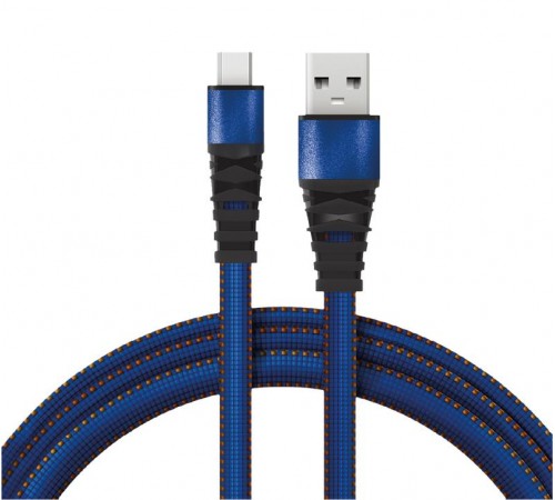 Кабель REXANT USB-microUSB 1 м, плоский провод, синяя джинсовая оплетка 18-1163  REXANT