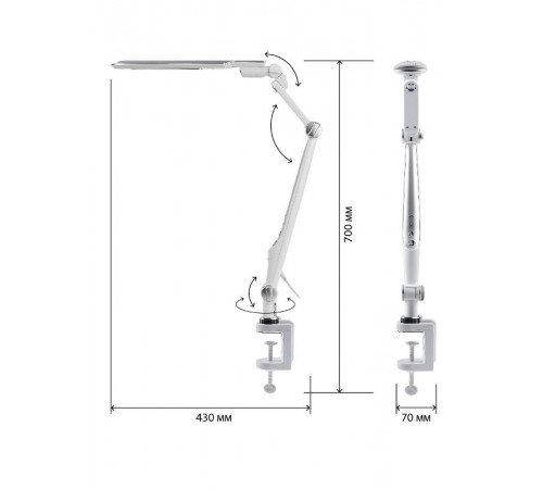Светильник настольный NLED-496-12W-S светодиодный на струбцине серебро  Б0052768  ЭРА