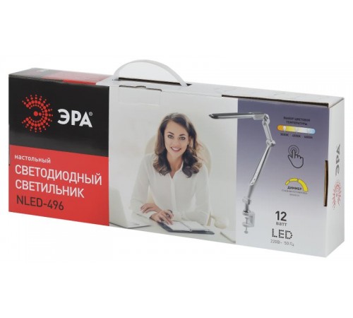 Светильник настольный NLED-496-12W-S светодиодный на струбцине серебро  Б0052768  ЭРА