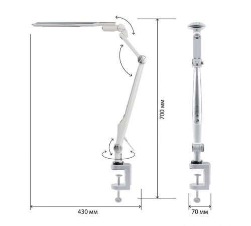 Светильник настольный NLED-496-12W-S светодиодный на струбцине серебро  Б0052768  ЭРА
