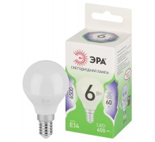 Лампа светодиодная  GREEN LINE LED P45-6W-865-E14 GL E14 6 Вт шар холодный свет  Б0067069  ЭРА
