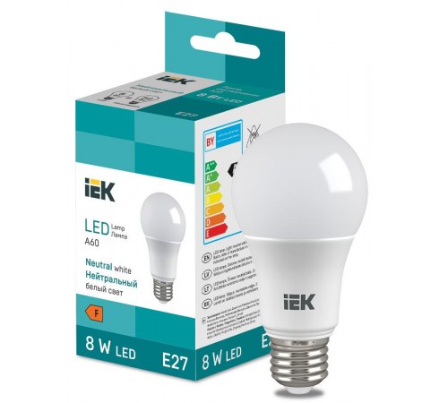Лампа светодиодная Bulb A60 710lm 4000K E27  LL-I-A60-8-230-40-E27  IEK
