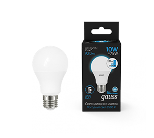 Лампа светодиодная A60 10W 920lm 6500K Е27 шаг. диммирование LED 1/10/50  102502310-S  Gauss