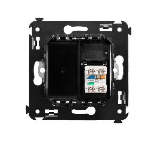 Розетка телефонная в стену одинарная, "Avanti", "Черный квадрат"  4402313  DKC