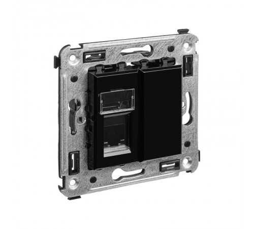 Розетка телефонная в стену одинарная, "Avanti", "Черный квадрат"  4402313  DKC