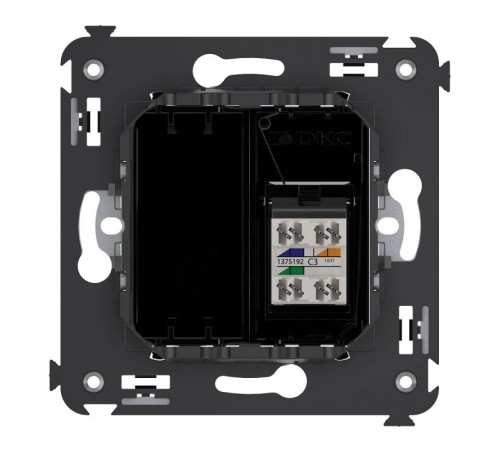 Розетка телефонная в стену одинарная, "Avanti", "Черный квадрат"  4402313  DKC