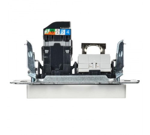 BRITE Розетка двойная RJ11+RJ45 кат.5E РК/Т12-БрБ белый  BR-KT20-O-1-K01  IEK