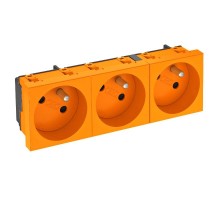 Розетка тройная 33° франц. стандарт, 250 В, 16A (оранжевый) (STD-F3 ROR3)  6120264  OBO Bettermann