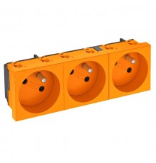 Розетка тройная 33° франц. стандарт, 250 В, 16A (оранжевый) (STD-F3 ROR3)  6120264  OBO Bettermann