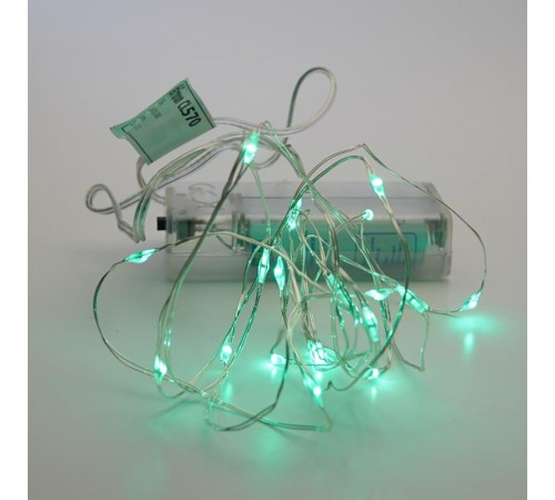 Светодиодная гирлянда CL570 линейная зеленый 2м + 0.5м с питанием от батареек  32366  Feron