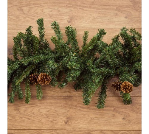 Еловый шлейф 2,7 м  с шишками, объем 41 см  307-221  NEON-NIGHT