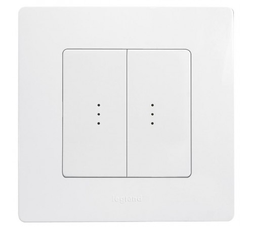 Etika Белый Переключатель 2-клавишный с подсветкой, 10А, автозажимные клеммы  672216  Legrand