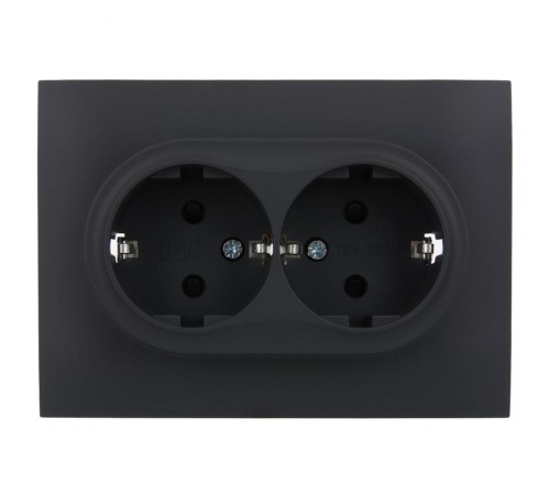 SKANDY Розетка 2-местная с з/к/ш 16А в сб. SK-R07G графит  SK-R24-16-K53-F  IEK