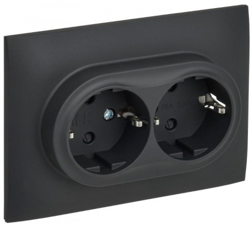 SKANDY Розетка 2-местная с з/к/ш 16А в сб. SK-R07G графит  SK-R24-16-K53-F  IEK