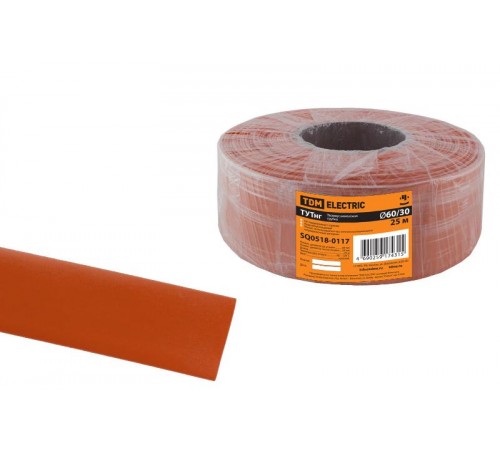 Термоусаживаемая трубка ТУТнг 60/30 красная (25 м/ролл)   SQ0518-0117  TDM