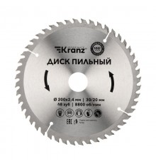 Диск пильный 200 мм х 48 зуб х 30/20 мм  KR-92-0118  Kranz