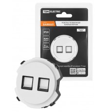 Розетка телефонная RJ11 + компьютерная RJ45 белая, "Байкал"   SQ1819-0017  TDM