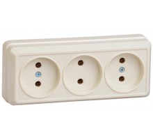 ОКТАВА кремовый Розетка 3-местная О/У б/з 10А РС23-2-ОК  ERO30-K33-10-DC  GENERICA