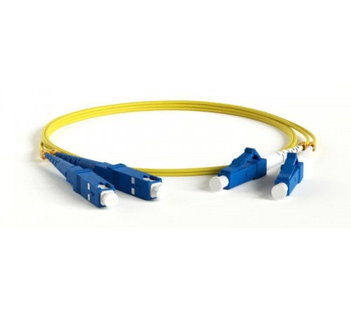 FC-D2-9A1-LC/UR-SC/UR-H-1M-LSZH-YL Патч-корд волоконно-оптич. (шнур) SM 9/125 (G.657), LC/UPC-SC/UPC, 2.0 мм, duplex, LSZH, 1м  454664  Hyperline