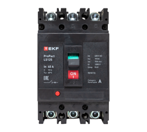 Выключатель автоматический LS125 18кА 3P 40А ProPact  mccb-125-18-3-40-ls  EKF