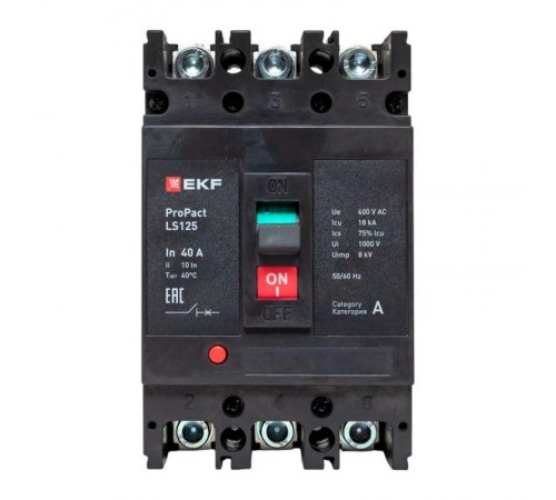Выключатель автоматический LS125 18кА 3P 40А ProPact  mccb-125-18-3-40-ls  EKF