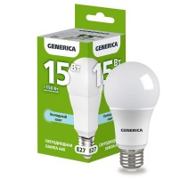 Лампа светодиодная A60 груша 15Вт 230В 6500К E27   LL-A60-15-230-65-E27-G  GENERICA