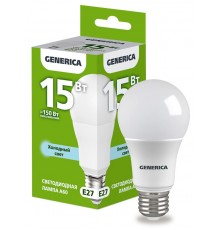 Лампа светодиодная A60 груша 15Вт 230В 6500К E27   LL-A60-15-230-65-E27-G  GENERICA