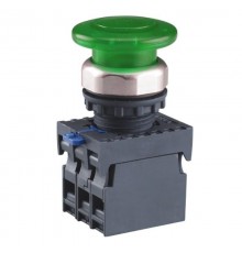 Кнопка управления "Грибок" 40мм с самовозвратом NP8-11MD/13 1НО+1НЗ зеленая AC110В-220В(LED) IP65 (  667284  CHINT