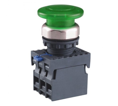 Кнопка управления "Грибок" 40мм с самовозвратом NP8-11MD/13 1НО+1НЗ зеленая AC110В-220В(LED) IP65 (  667284  CHINT