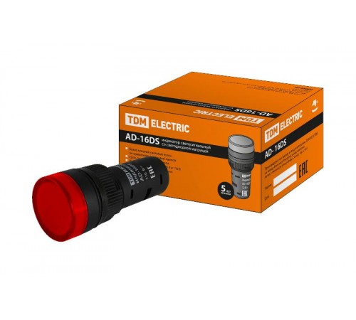 Лампа AD-16DS(LED)матрица d16мм красный 110В AC/DC   SQ0702-0066  TDM
