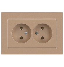 Розетка Intro Accent 6-204-04 2х2P, 16А-250В, IP20, СУ, AL/CU, шампань  Б0063462  Intro