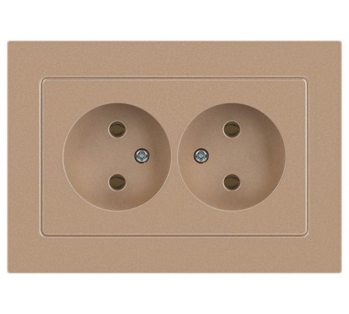 Розетка Intro Accent 6-204-04 2х2P, 16А-250В, IP20, СУ, AL/CU, шампань  Б0063462  Intro