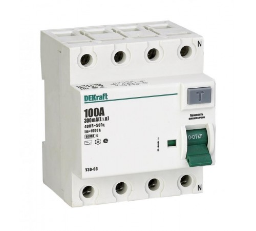 Выключатель дифференциальный (УЗО) УЗО-03 4п 100А 300мА тип AC  14097DEK  DEKraft